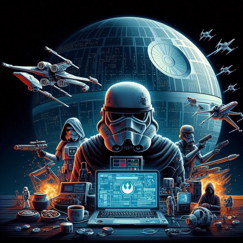 imagen generada por IA, Star Wars y hackers